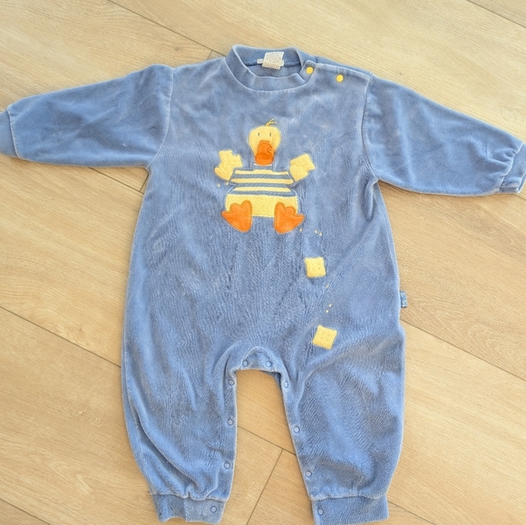 Le Top 24M Velvour Duck One Piece Outfit Blue - Picture 1 of 5